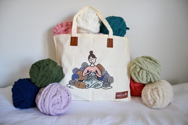 Jumbo Tote Bag with Girl Making a Blanket 2.0
