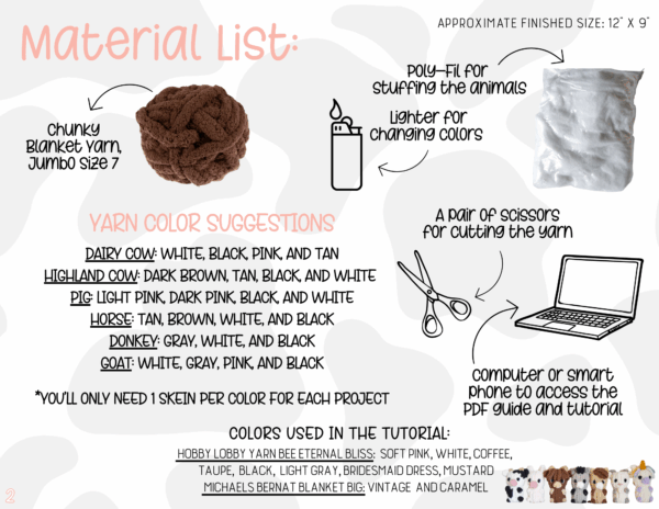 6-in-1 Farm Animals & Unicorn Pattern VIDEO TUTORIAL & WRITTEN INSTRUCTIONS - Image 3