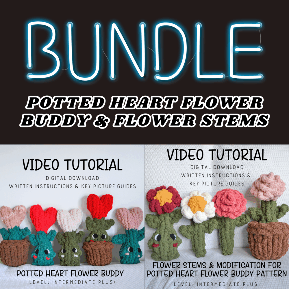 Potted Heart Flower Buddy & Flower Stems BUNDLE